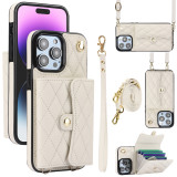 Long Lanyard Leather Cards Solt Wallet Case for Iphone 15 Pro Max 14 Plus 13 12 Mini 7 8 XS XR X SE 2022 Bag Crossbody Cover