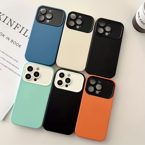 Phone Case  Simple Premium Cold Wind Contrast Color Lens for Iphone15 14 13 12 11 Silicone  Funda  Shockproof Protective Cover