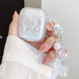 Korean Clear Bow knot Star Bell Keychain Case For Airpods Pro 2 2nd Earphone Charging Box Bag Cover For Airpod 1/2/3 Soft Shell
