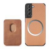 for Magsafe Carbon fiber Leather Case for Samsung Galaxy S22 Ultra S24 S23 Plus Note 20 Ultra magnetic Wallet Card Pocket Cover