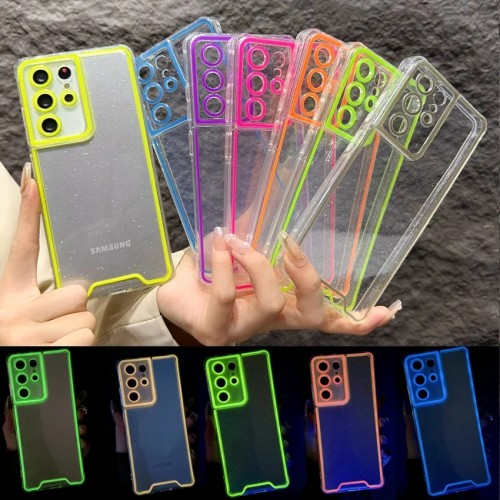 Night Light Luminous Bling Glitter Clear Case for Samsung Galaxy S22 S23 S24 Ultra S23 Plus S21 FE Glowing Silicone Soft Cover