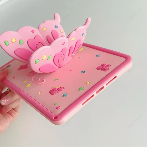 3D Butterfly Case for Apple iPad 9th 8th 7th Generation 10.2 2021 2020 2019/iPad Air/Pro 10.5/10.9/pro11/Mini Silicone Kids Case