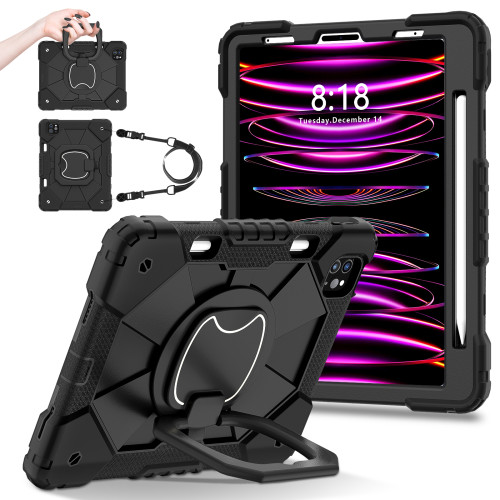 Case For iPad Air 4 5 10.9 Pro 11 2018 2020 2021 2022 360 Rotating Stand Cover Hand Grip Strap Shockproof With Pen Holder Funda