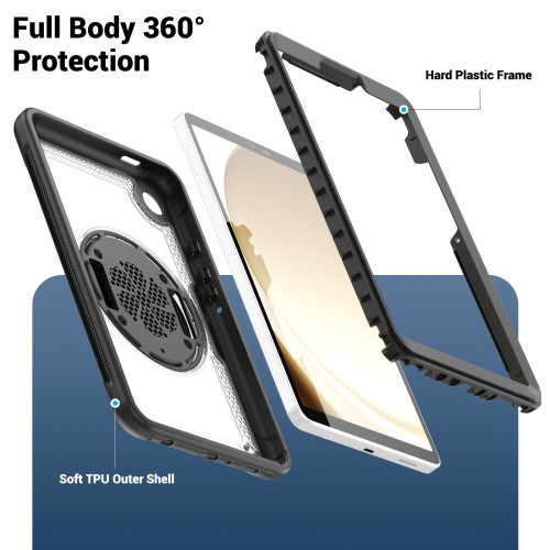 360 Rotating Case For Samsung Galaxy Tab A9 8.7 inch 2023 SM-X110 SM-X115 Heavy Duty Kickstand Cover With Hand Strap Shockproof