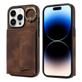Skin feel Leather Wallet Case For iPhone 15 14 13 12 11 Pro Max SE X XR XS Max 8 7 Plus Ring bracket Pocket Bag Wallet Cover