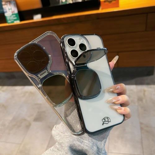 Anti-Fall Sunglasses Bracket Phone Case For IPhone 13 14 15 Pro Max Luxury invisible Bracket Cover For iPhone 13 14 15 ProMax