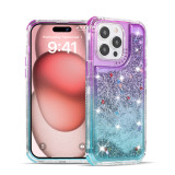 Dynamic Neon Quicksand Glitter Sequins Phone Case For iPhone 15 14 12 13 11 Pro Max Gradient Bling Liquid Shockproof Armor Cover