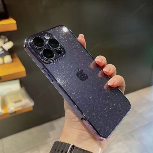 Luxury Glitter Camera Protection Case For iPhone 15 14 13 12 11 Pro Clear Funda Protection Cover for iPhone15 15Pro 14Pro Cases