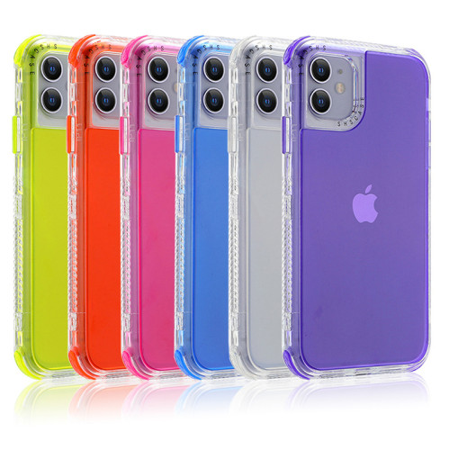 Shockproof Bumper Transparent Phone Case For iPhone 11 12 13 14 15 16 Pro Max XR X XS Max 7 8 Plus 12 13 14 Candy Color Back Cover