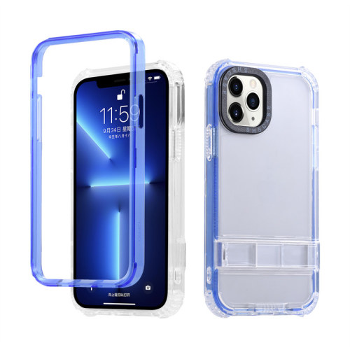 Shockproof Bumper Transparent Phone Case For iPhone 15 14 13 12 Pro Max 15 Plus 14 Pro Candy Color Invisible Bracket Back Cover