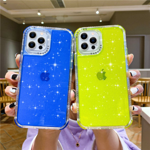Shining Glitter Shockproof Bumper Phone Case For iPhone 15 14 13 12 11 Pro Max XR XS Max 15Plus 15Pro 14 Transparent Soft Cover