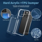 Clear Phone Case with Card Holder for iPhone 15 14 Plus 13 12 11 Pro Max Slim Protective Shockproof Transparent Cover