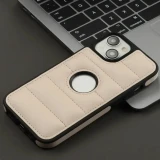 Faux Leather Cover for iPhone 17 Air 16  15 14 13 12 11 Pro Max X XS XR 7 8 Plus SE 2020 2022 Logo Hole Puffer Down Jacket Soft Phone Case