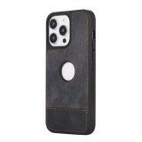 Slim PU Leather Stitching Phone Case for iPhone  17 Air 16 15 14 13 12 11 Pro Max X XS XR 7 8 Plus SE 2020 2022 Logo Hole Soft Back Cover