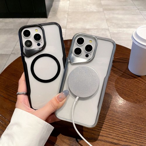 Luxury Magnetic Transparent Phone Case For IPhone 15 14 13 12 Pro Max 11 Clear For Magsafe Wireless Charging Plating Back Cover