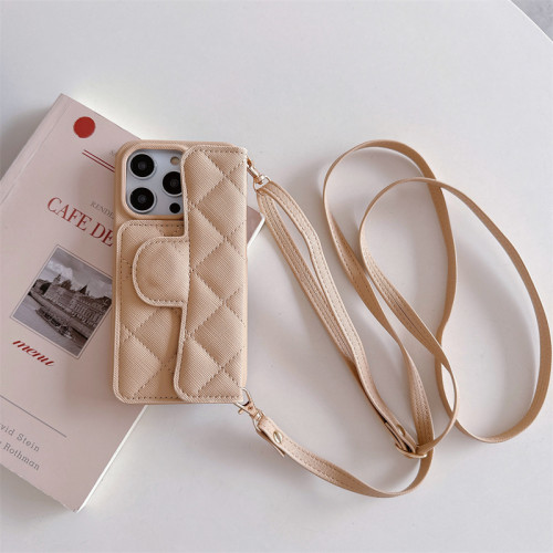 Crossbody PU Leather Phone Case for IPhone 15 14 Plus 13 Mini 12 11 Pro Max Wallet with Card Holder Protective Cover