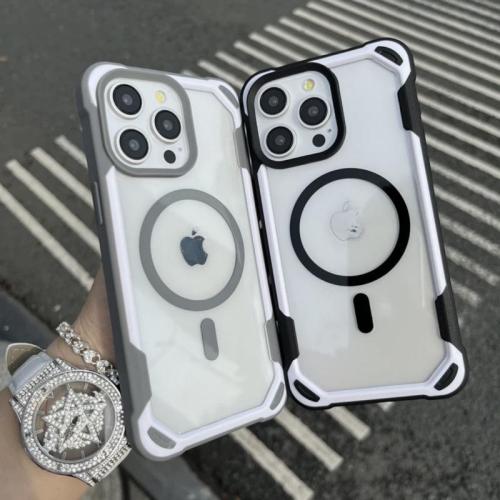 Luxury Magnetic Wireless Charging Case for iPhone 15 PRO 14 13 12 11ProMax Magsafe Case Shockproof Soft Transparent Bumper Cover