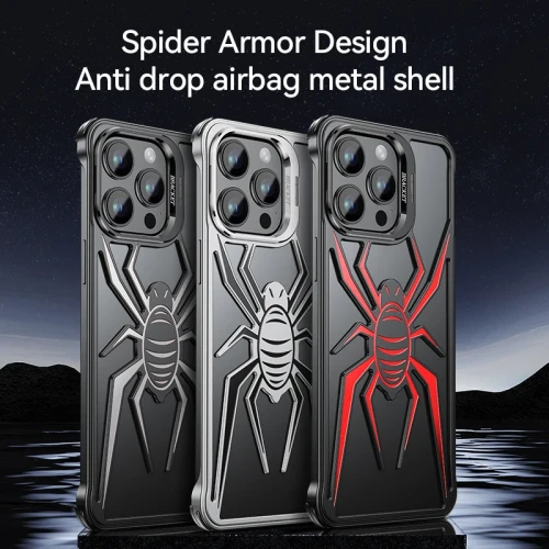 Metal Heat Dissipation Hollow Spider Rimless Phone Case For IPhone 14 13 15 Pro Max Holder Aluminum Alloy Shell Shockproof Cover