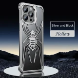 Metal Heat Dissipation Hollow Spider Rimless Phone Case For IPhone 14 13 15 Pro Max Holder Aluminum Alloy Shell Shockproof Cover