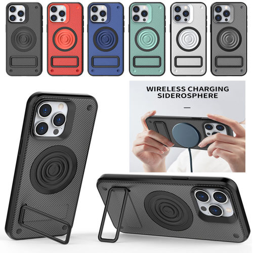 Magnetic for Mag Safe Hard PC Phone Case Metal Stand For iPhone 15 Plus 14 Pro Max Wireless Charge Kickstand Shockproof Cover