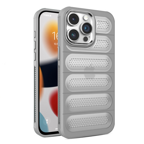 Armor mesh heat dissipation matte phone case for iPhone 15 14 13 12 11 Pro Max Plus Titanium Gray metal lens frame hard cover