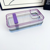 Simple Style Transparent Back Cover For iPhone 15 14 13 12 11 Pro Max 7 8 Plus Shockproof With Hide Holder Phone Protective Case