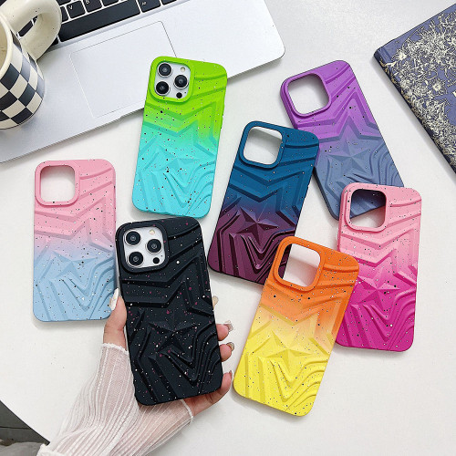 Soft TPU Star Phone Case for iPhone 15 14 Plus 13 12 11 Pro Max Mobile Protection Color Gradient Diamond Shockproof Cover