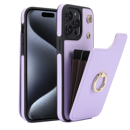 Crossbody Shockproof Leather Card Holder Wallet Case for iPhone 15 Pro, 14, 13, 12, 11, XR, XS, Ring Kickstand Protective Cover