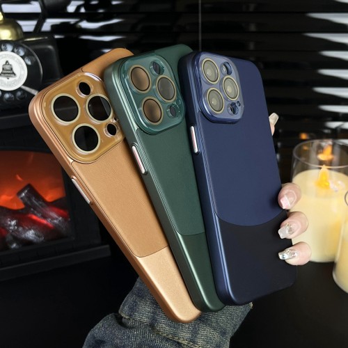 Fashion Polychrome NAPPA Splicing Crystal Lens Phone Cover Case For iPhone 15 14 13 12 11 Pro Max Plus Shockproof Protective