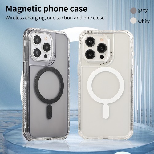 Business Transparent Aribag Magsafe Case for iPhone 15 14 Pro Max 15 Plus Heavy Duty Magnetic PC Armor Cover for iPhone 15Pro