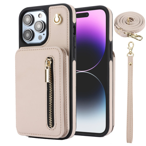 Crossbody Shockproof Leather Flip Card Holder Wallet Case For iPhone 15 Pro Max, 14, 13, 12, 11, XR, XS, Zipper Protective Cover