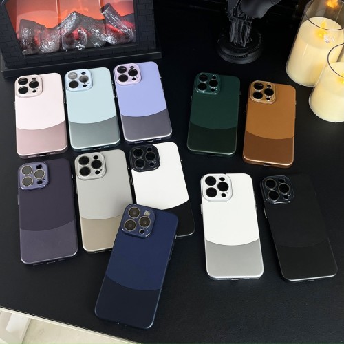 Fashion Polychrome NAPPA Splicing Crystal Lens Phone Cover Case For iPhone 15 14 13 12 11 Pro Max Plus Shockproof Protective