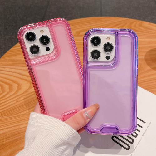 Shockproof Heavy Duty Hybrid Armor Phone Cases for iPhone 11 12 13 14 Pro Plus Max Candy Color Transparent Soft Back Cover Coque