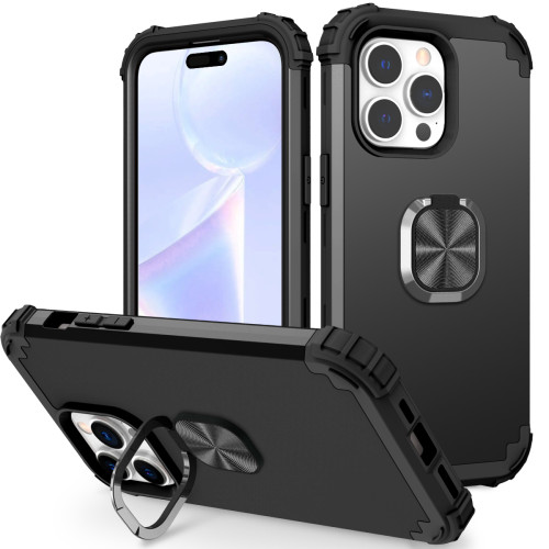 Heavy Duty Armor Shockproof Phone Case For iPhone 14 Pro Max  Plus 6.7    6.1  Magnetic Metal Ring Holder Back Cover