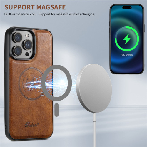 For iPhone 15 12 13 14 Pro Max 14 15 Plus Fashion Shockproof Magnetic Removable Leather Bag Stand Card Slot Wallet Magsafe Cover