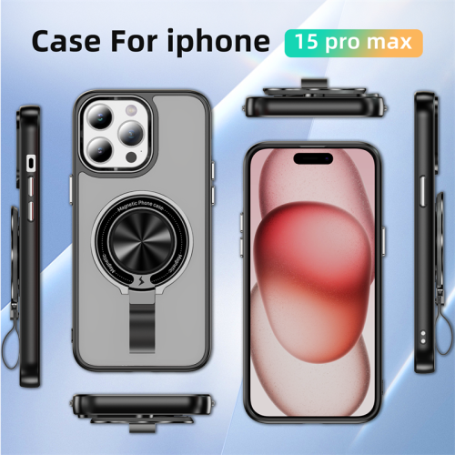 360 Degree Ring Kickstand Finger Holder Strap Magsafe Case for iPhone 15 Pro Max 14 13 12 11 Transparent Hard Protective Funda