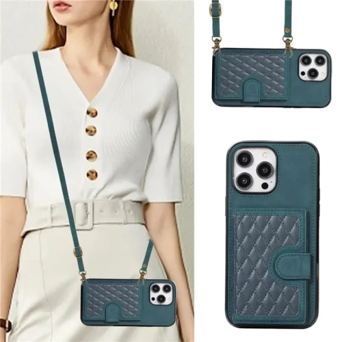 Lanyard  Leather Wallet Card Phone Case For iPhone 15 14 Plus 13 Pro 12 11 X XS Max XR SE 2022 8 7 6 Crossbody Flip Stand Cover