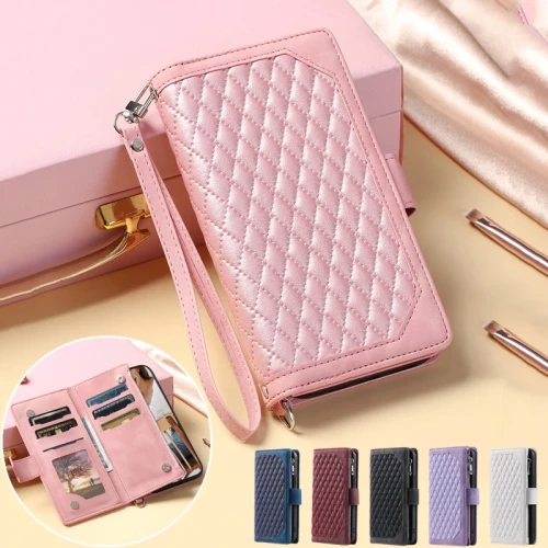 Zipper Wallet Card Phone Case for iPhone 15 14 13 Pro Max 12 Mini 11 X XS XR 8 7 6 Plus SE 2022 Lanyard Stand Leather Cover Etui