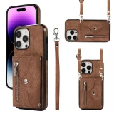 Lanyard Leather Zip Wallet Card Phone Case for iPhone 17 Air  16 15 14 Pro Max 13 12 Mini 11 X XR XS 7 8 Plus SE 2022 Crossbody Flip Cover