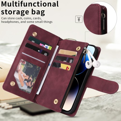 Wallet Multi Card Zipper Magnetic Flip Leather Case For iPhone 15 14 Pro Max 13 Mini 12 11 SE 2022 2020 X XS XR 8 7 6 6s Plus