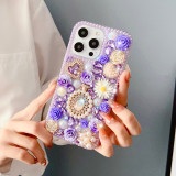 Luxury Diamond Perfume Bottle Phone Case For iPhone 17 AIR 16 15 14 Pro Max 13 12 11 X XR XS 8 Plus Rose Flowers Rhinestone Crystal Cover