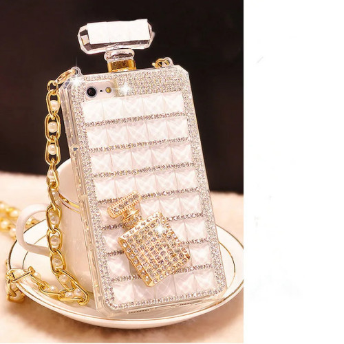 Fashion Bling Crystal Diamond Perfume Bottle Chain Handbag Cover For iPhone 15 14 13 12 11 Pro X XS MAX XR Plus Phone Case