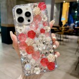 Fashionable Handmade Girl Diamond Back Case For iPhone  17 AIR 16 15 Plus 14 13 12 Mini 11 Xr Xs Max 7 8 Se Shiny Diamond Shock Proof Cover
