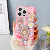 Luxury Diamond Perfume Bottle Phone Case For iPhone 17 AIR 16 15 14 Pro Max 13 12 11 X XR XS 8 Plus Rose Flowers Rhinestone Crystal Cover
