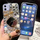 Luxury Diamond Bowknot Flower Bling Crystal Mirror Case Cover For iphone 17 AIR 16  15Pro 14Plus 13 Pro 12 Mini 11Pro MAX XSMAX XR 7 8PLUS