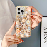 Luxury Diamond Perfume Bottle Phone Case For iPhone 17 AIR 16 15 14 Pro Max 13 12 11 X XR XS 8 Plus Rose Flowers Rhinestone Crystal Cover