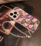Cute Rhinestone Pearl Flower Phone Case For iPhone  17 Air 16 15 14 Pro Max 13 12 Mini 11 X XR XS Glitter Crystal Pink Floral Clear Cover