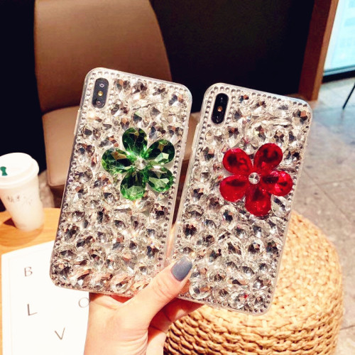 Luxury Bling Colorful Diamond Flower Phone Cover For iPhone 15 14 Pro Max 13 12 11 X XR XS 8 Plus Rhinestone Crystal Clear Case