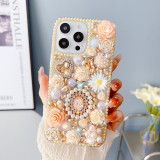 Luxury Diamond Perfume Bottle Phone Case For iPhone 17 AIR 16 15 14 Pro Max 13 12 11 X XR XS 8 Plus Rose Flowers Rhinestone Crystal Cover