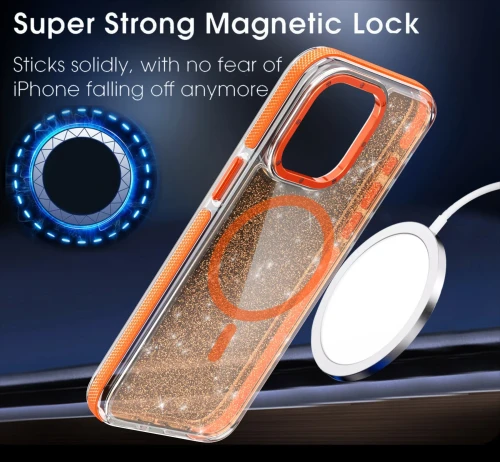 Luxury Bling Glitter Clear Magsafe Phone Case for IPhone15 14 13 12 11 Pro Max 15 Plus Magnetic Wireless Charge Shockproof Cover